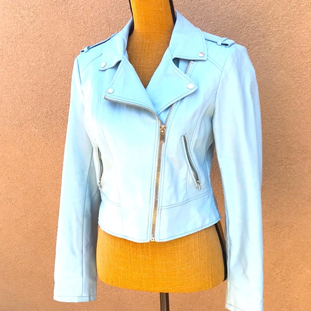 Baby blue Punk Motorcycle Jacket